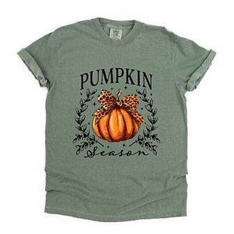 Pumpkin Season Leopard Bow - Women's Garment Dyed Graphic T-Shirt