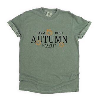 S.W.Smiley Farm Fresh Autumn Harvest - Women's Garment Dyed Graphic T-Shirt