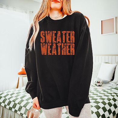 Sweater Weather Block Distressed - Women's Lightweight Garment Dyed Sweatshirt