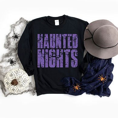 Haunted Nights Block Distressed - Women's Graphic Sweatshirt