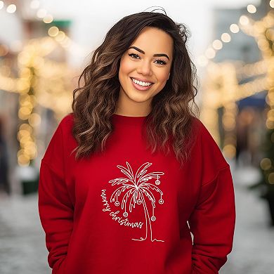 Merry Christmas Palm Tree - Women's Graphic Sweatshirt