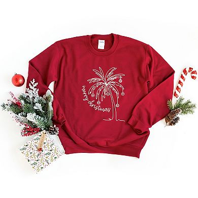 Merry Christmas Palm Tree - Women's Graphic Sweatshirt