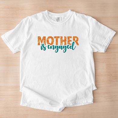 Mother Is Engaged Puff/Glitter - Womens Garment Dyed Tee