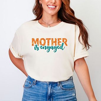 Mother Is Engaged Puff/Glitter - Womens Garment Dyed Tee