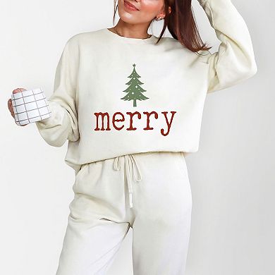 Merry Christmas Tree Stars - Women's Lightweight Garment Dyed Sweatshirt
