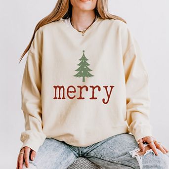 Merry Christmas Tree Stars - Women's Lightweight Garment Dyed Sweatshirt