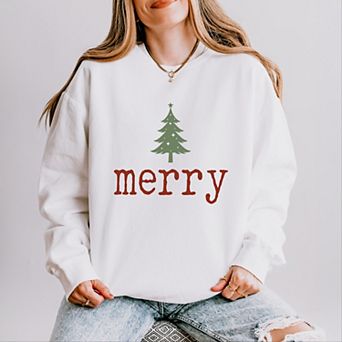 Merry Christmas Tree Stars - Women's Lightweight Garment Dyed Sweatshirt