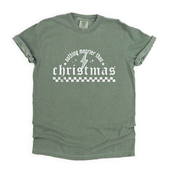 Nothing Merrier Than Christmas Grunge - Garment Dyed Tee