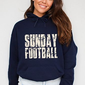 Sunday Football Block Distressed - Women's Graphic Hoodie