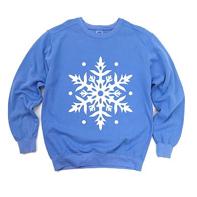 White Snowflake - Women's Garment Dyed Sweatshirt
