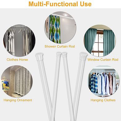 Adjustable Tension Curtain Rod Spring-Loaded Steel Pole, Heavy-Duty, 4 Sizes for Home Use