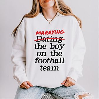 Marrying The Boy On The Football Team - Womens Lightweight Garment Dyed Sweatshirt