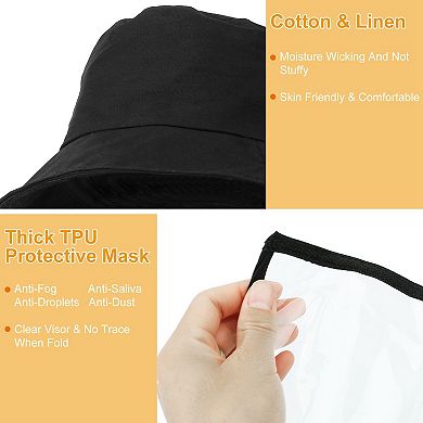Fishman Hat with Removable Face Shield UV Protective Sun Bucket Cap for Dust & Wind