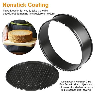 3-Piece Non-Stick Springform Cake Pan Set 9" 10" 11" with Removable Bottom