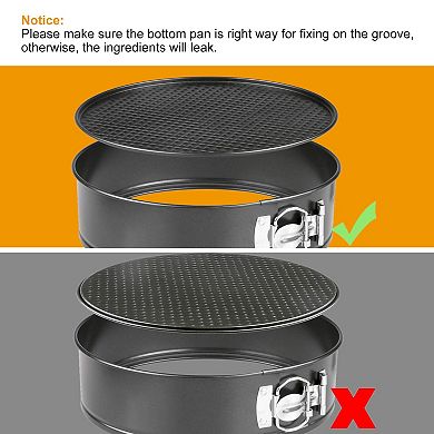 3-Piece Non-Stick Springform Cake Pan Set 9" 10" 11" with Removable Bottom