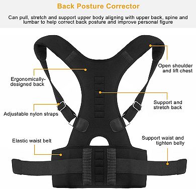 Unisex Posture Corrector Magnetic Lumbar & Upper Back Support Belt for Shoulder & Pain Relief