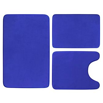 3 pc Plush Velvet Bathroom Rug Set with Anti-Slip Memory Foam Mat for Tub & Shower