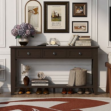 55.4" Entryway Console Table with Three Storage Drawers