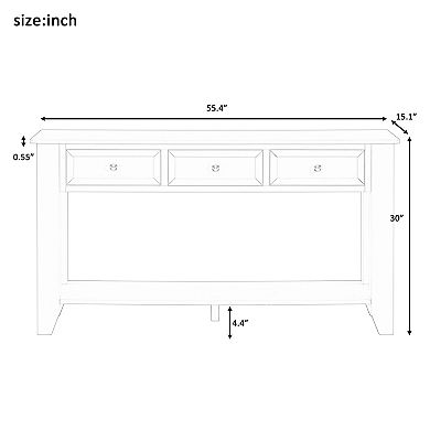 55.4" Entryway Console Table with Three Storage Drawers