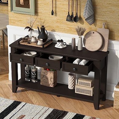 55.4" Entryway Console Table with Three Storage Drawers
