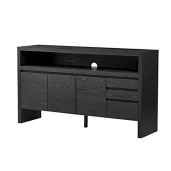 60" 3 Door Sideboard with 3 Drawers Large Storage Cabinet for Living Room, Hallway, Dining