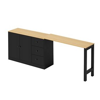 89.7" Multifunctional Sideboard with Extendable Table Storage Cabinet