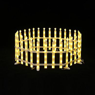 LuxenHome 8-Piece Light Show Star-Topped Fence Design Outdoor Decoration