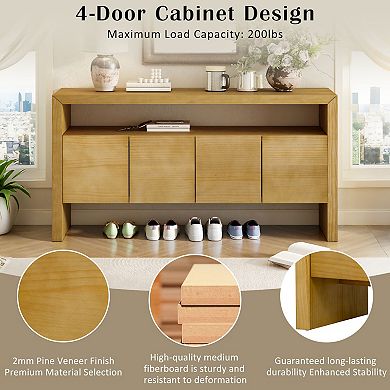 60" Sideboard with 4 Door Large Capacity Storage Entryway Console Table