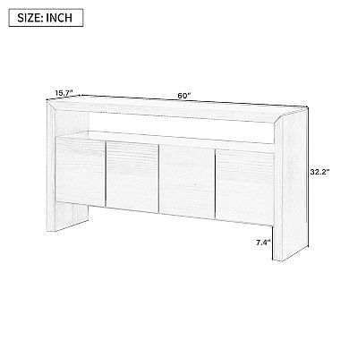 60" Sideboard with 4 Door Large Capacity Storage Entryway Console Table