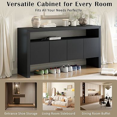 60" Sideboard with 4 Door Large Capacity Storage Entryway Console Table