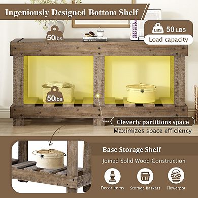 62.9" Entryway Console Table with Metal Rivet Decor for Hallway, Living Room