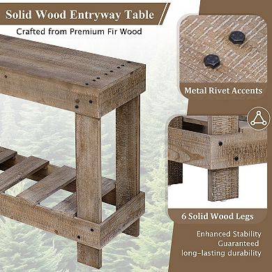 62.9" Entryway Console Table with Metal Rivet Decor for Hallway, Living Room