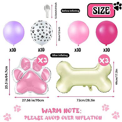 Dog Balloon Decoration Kit Bone Shaped & Printed Balloons 46 Piece for Pet Birthday Celebrations
