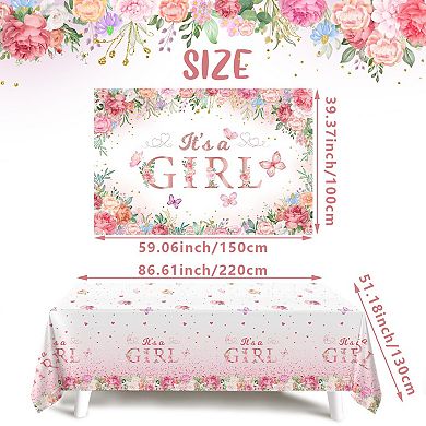 Pink Floral Shower Balloon Arch Kit 118pc with It’s a Backdrop