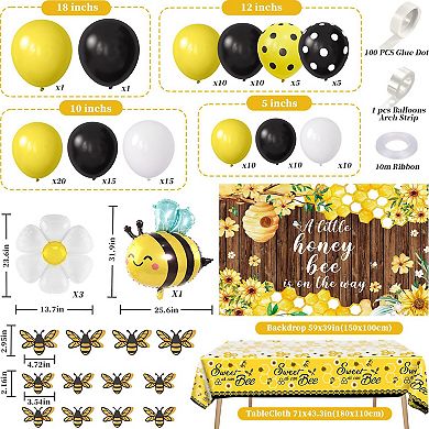 Bee-Themed Birthday Party Supplies, Balloon Arch Kit 133pcs for Baby Showers, Gender Reveals & Decor