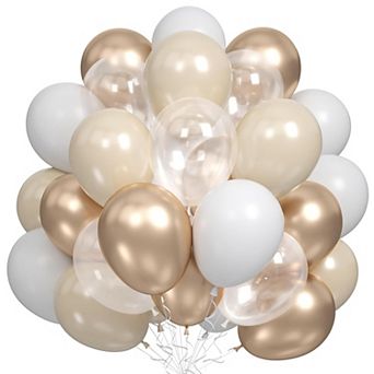 White Gold Nude Balloons 60 pc Transparent Cream & Blush Mix for Wedding or Party