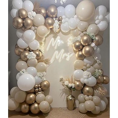 White Gold Nude Balloons 60pcs Transparent Cream & Blush Mix for Wedding or Party