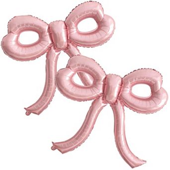 Pink Bow Foil Balloons 2 pc Giant Bows for Shower, Bridal or Birthday Party Decorations