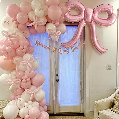 Pink Bow Foil Balloons 2pcs Giant Bows for Shower, Bridal or Birthday Party Decorations