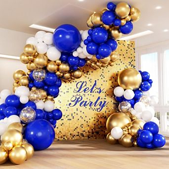 Royal Blue & Gold Balloon Arch Kit with Navy Blue & Gold Balloons 147 pc for Party & Celebration