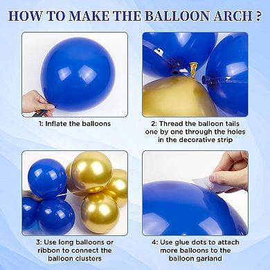 Royal Blue & Gold Balloon Arch Kit with Navy Blue & Gold Balloons 147pcs for Party & Celebration