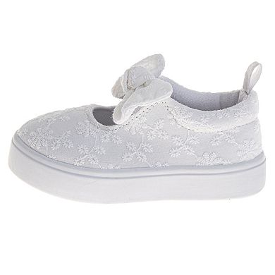 Laura Ashley MJ Style Kids Slip-On Bow Accent Sneakers