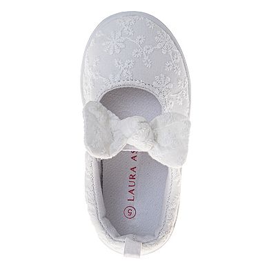 Laura Ashley MJ Style Kids Slip-On Bow Accent Sneakers