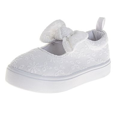 Laura Ashley MJ Style Kids Slip-On Bow Accent Sneakers
