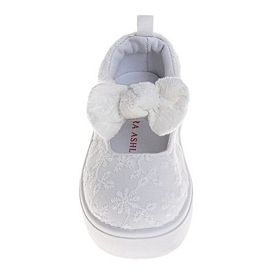 Laura Ashley MJ Style Kids Slip-On Bow Accent Sneakers
