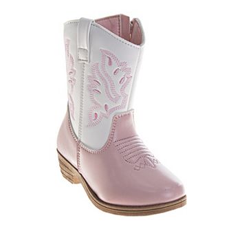 Laura Ashley Girls' Western Boots Pull-On Embroidered Detail Cowboy Boots