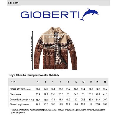 Gioberti Boy's Knitted Chenille Cardigan Sweater with Flannel Lining