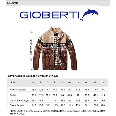 Gioberti Boy's Knitted Chenille Cardigan Sweater with Flannel Lining