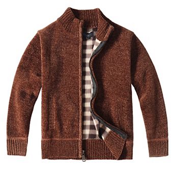 Gioberti Boy's Knitted Chenille Cardigan Sweater with Flannel Lining