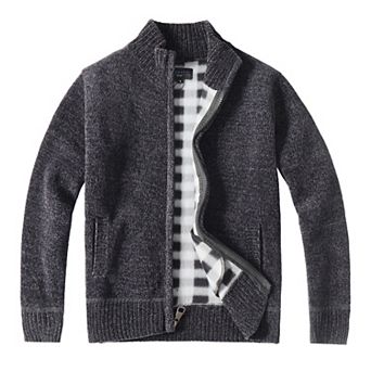 Gioberti Boy's Knitted Chenille Cardigan Sweater with Flannel Lining